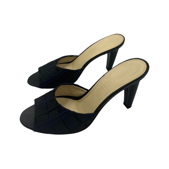 BOTTEGA VENETA Peep Toe Abstract Solid High Heel Sandals Black 7B - Picture 12 of 13